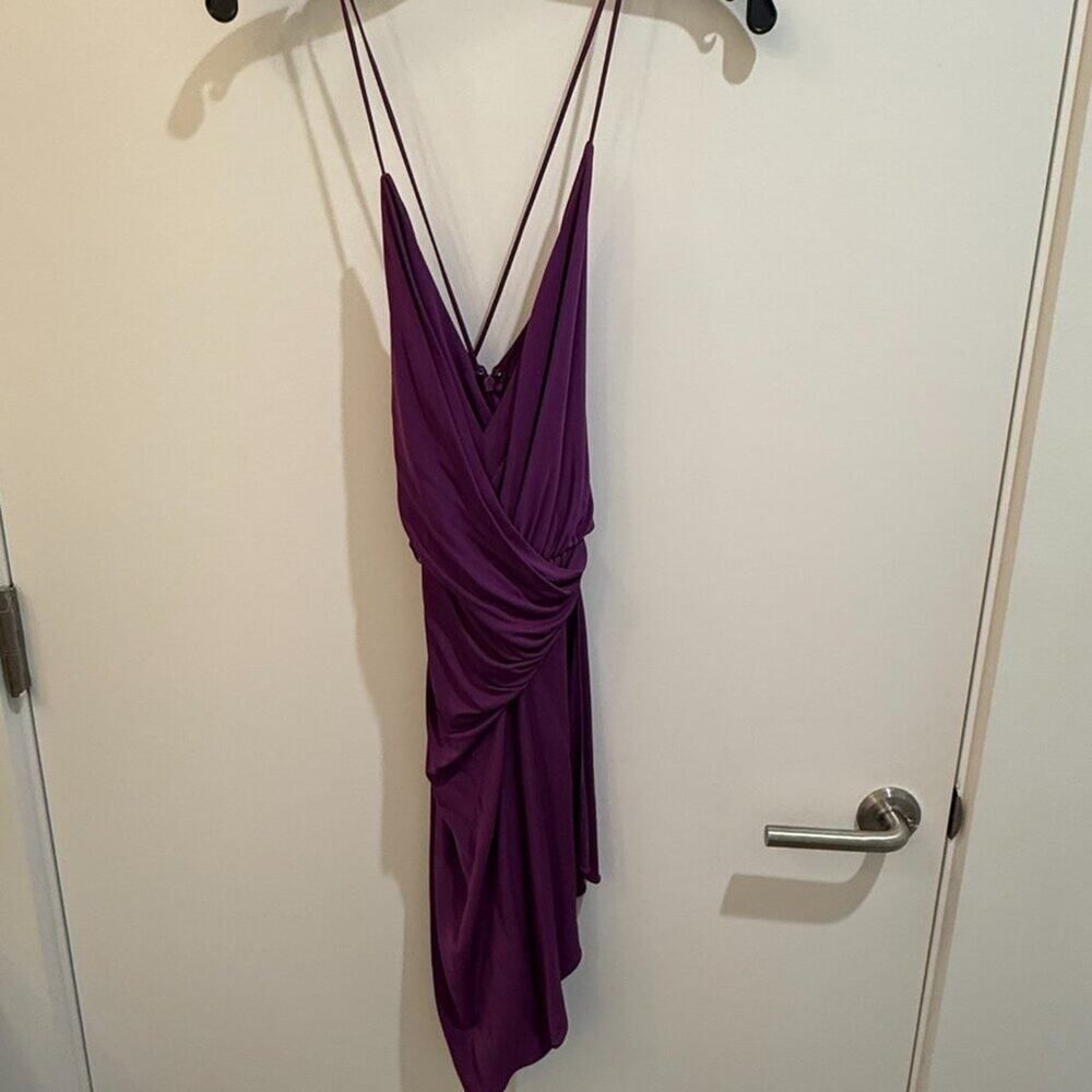 Haute Hippie Purple Draped Wrap Mini Dress Size XS — Silk Going Out - Picture 2 of 7
